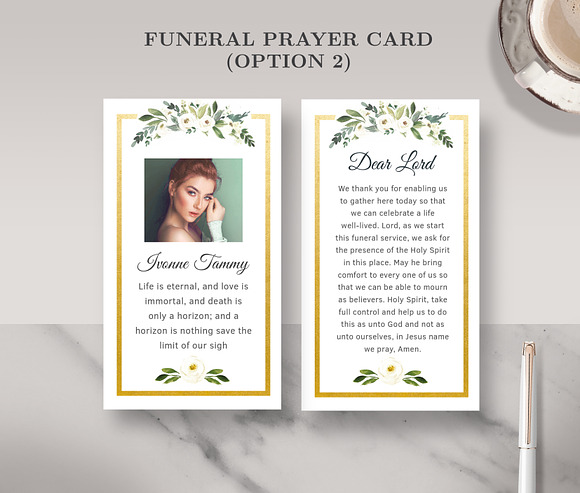 Funeral/ Memorial Prayer Card PC002 in Card Templates - product preview 3
