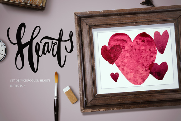 Marsala watercolor hearts in Illustrations - product preview 2