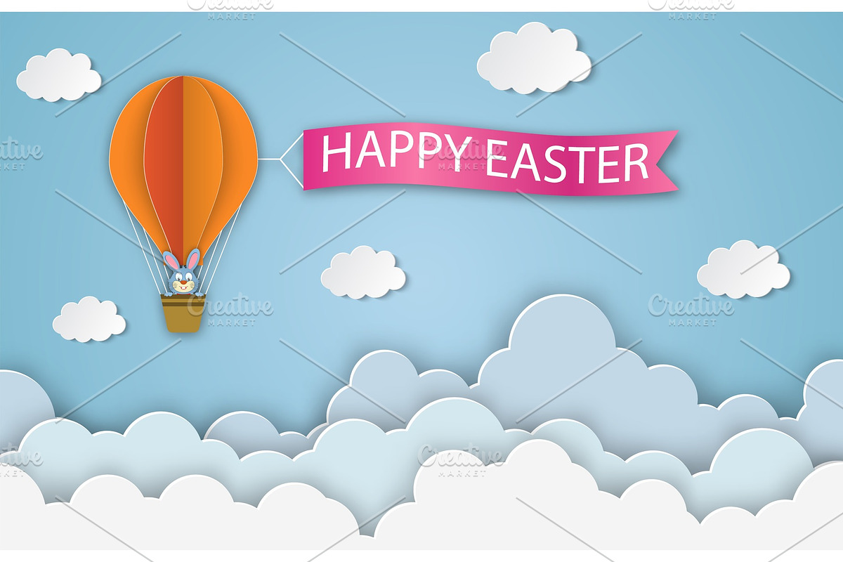 Happy Easter card with bunny in Objects - product preview 8