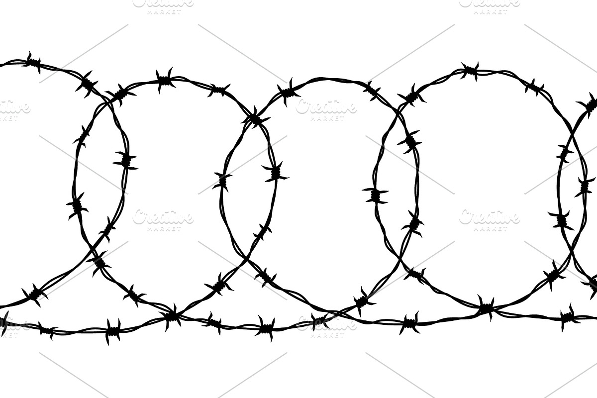 Detailed black ravel barbed wire in Objects - product preview 8