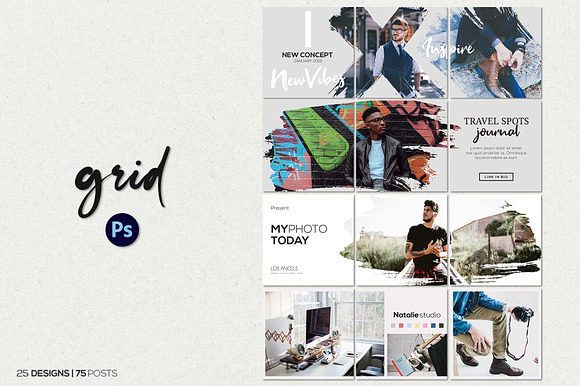 Agenda Insta Grid (Triple Posts) in Instagram Templates - product preview 1