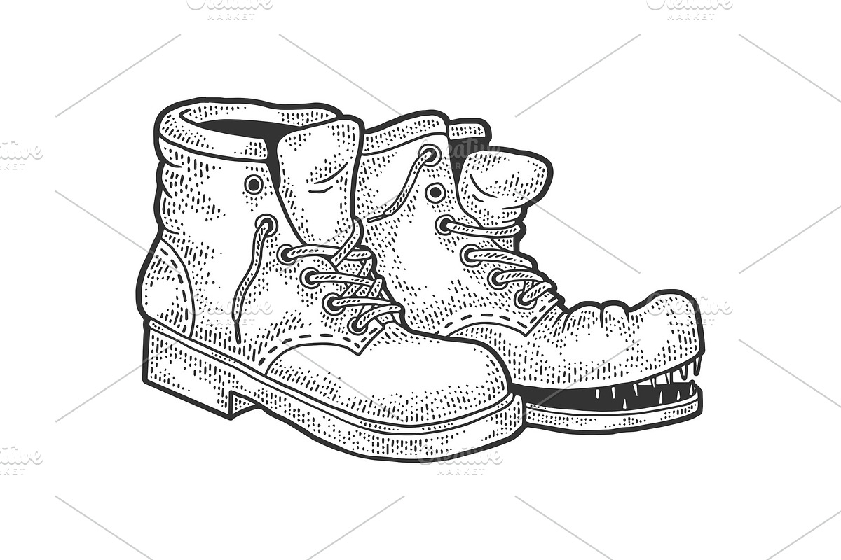 Old shabby boots sketch vector in Illustrations - product preview 8