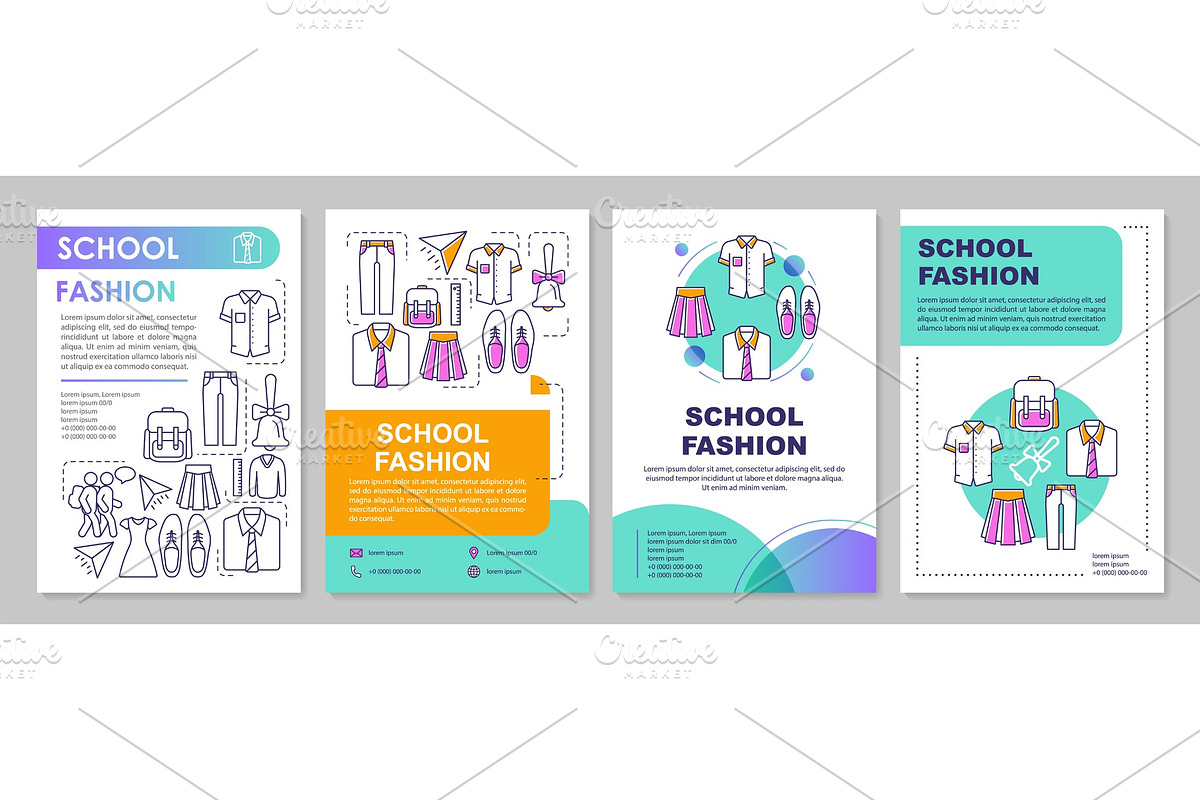 School uniform brochure template in Brochure Templates - product preview 8