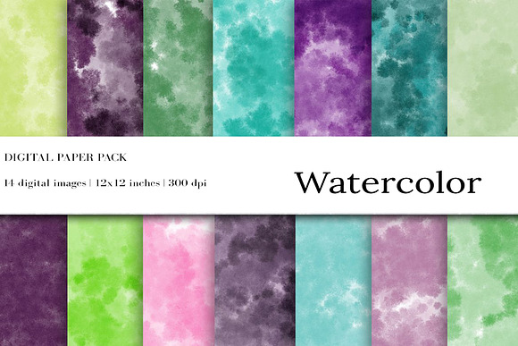 Watercolor Background Digital Paper in Textures - product preview 3
