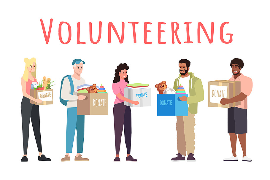 Volunteering and donations banner in Illustrations - product preview 8