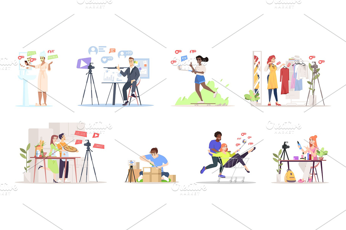Bloggers streaming illustration in Illustrations - product preview 8