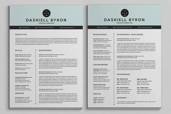 All in One Two Pages Resume Pack in Letter Templates - product preview 1