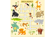 African animals vector crossword