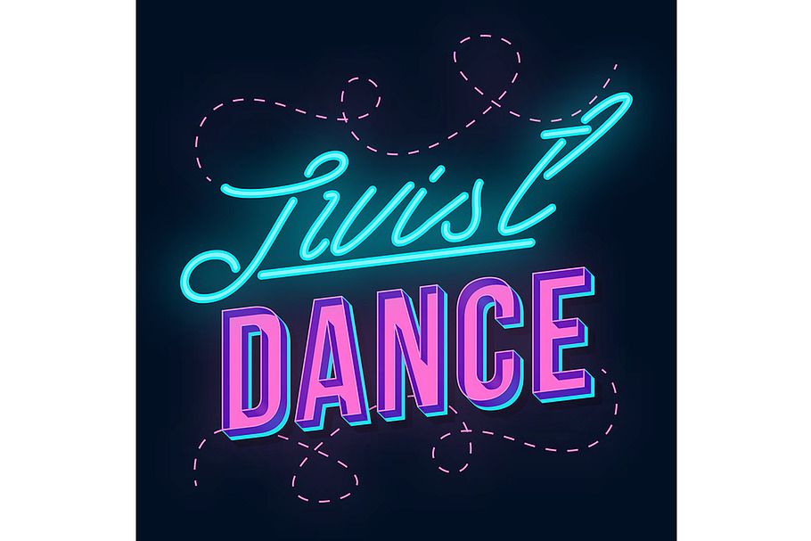 Just dance vintage 3d lettering