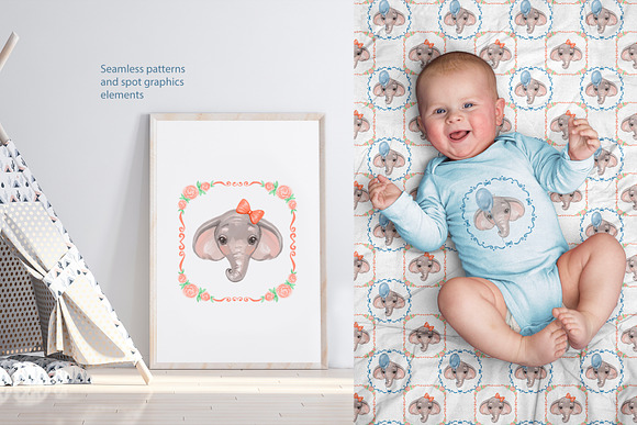 Cute elephant cliparts in Illustrations - product preview 4