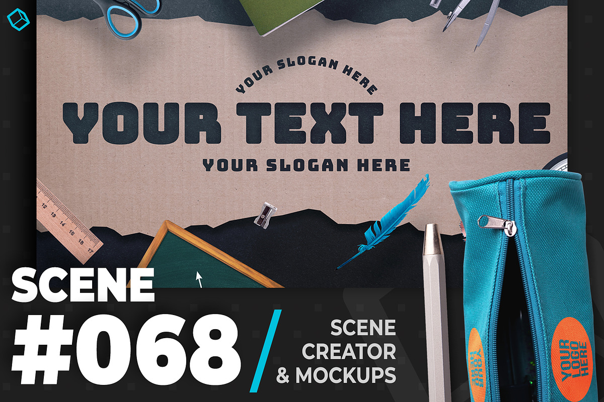 Back To School Cardboard Background in Scene Creator Mockups - product preview 8