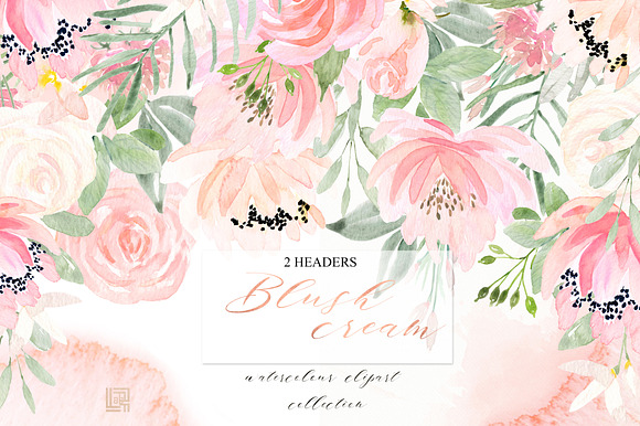 Blush cream flowers. Watercolor in Illustrations - product preview 19