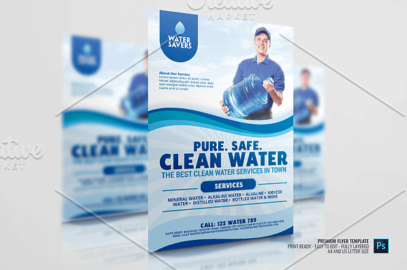 Water Refiling and Delivery Station in Flyer Templates - product preview 3