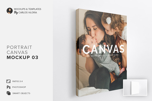 Portrait Canvas Ratio 3:4 Mockup 03 in Print Mockups - product preview 5