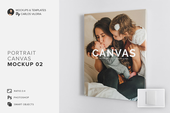 Portrait Canvas Ratio 3x4 Mockup 02 in Print Mockups - product preview 5