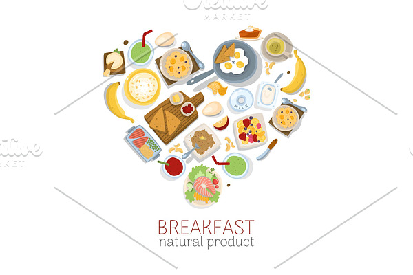Breakfast healthy products vector