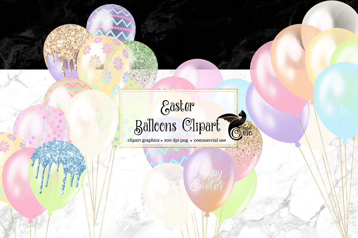 Easter Balloons Clipart in Illustrations - product preview 8