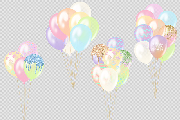 Easter Balloons Clipart in Illustrations - product preview 1