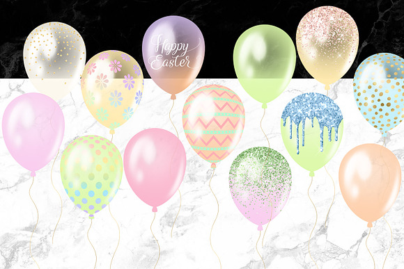 Easter Balloons Clipart in Illustrations - product preview 3