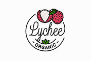 Lychee fruit logo. Round linear logo