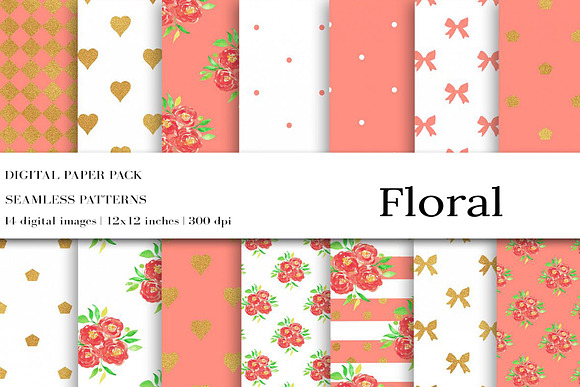 Floral Digital Paper, Floral Pattern in Patterns - product preview 3