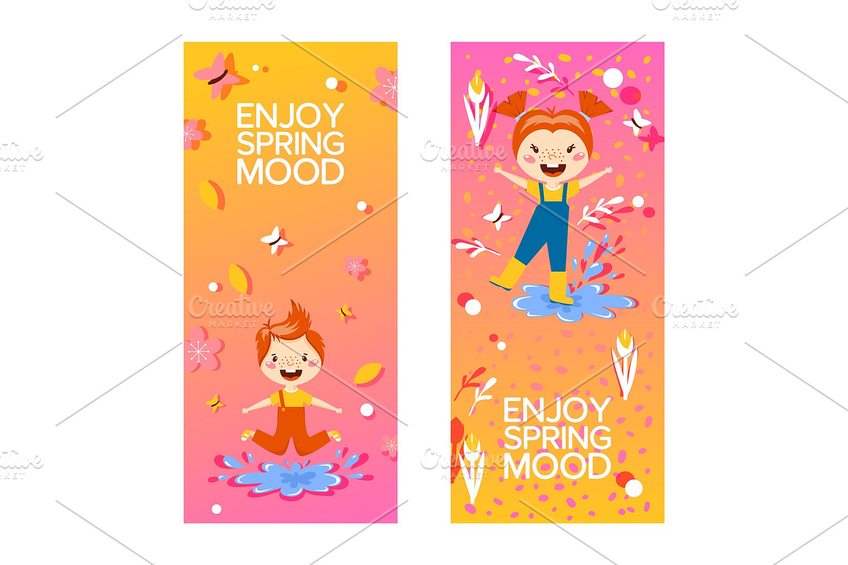 Happy children enjoying spring in Illustrations - product preview 8