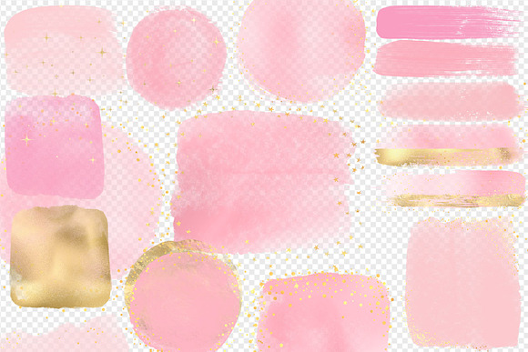 Pink & Gold Watercolor Elements in Textures - product preview 1