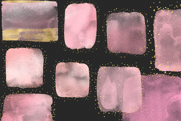 Pink & Gold Watercolor Elements in Textures - product preview 2