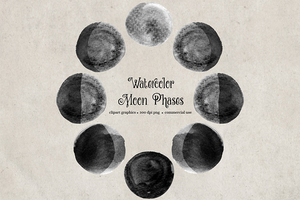 Watercolor Moon Phases