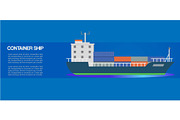 Container sailing ship cartoon