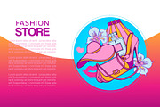 Fashion web store banner, vector