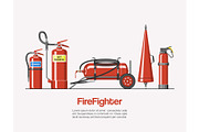 Firefighter service tools, vector