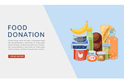 Food donation vector web banner