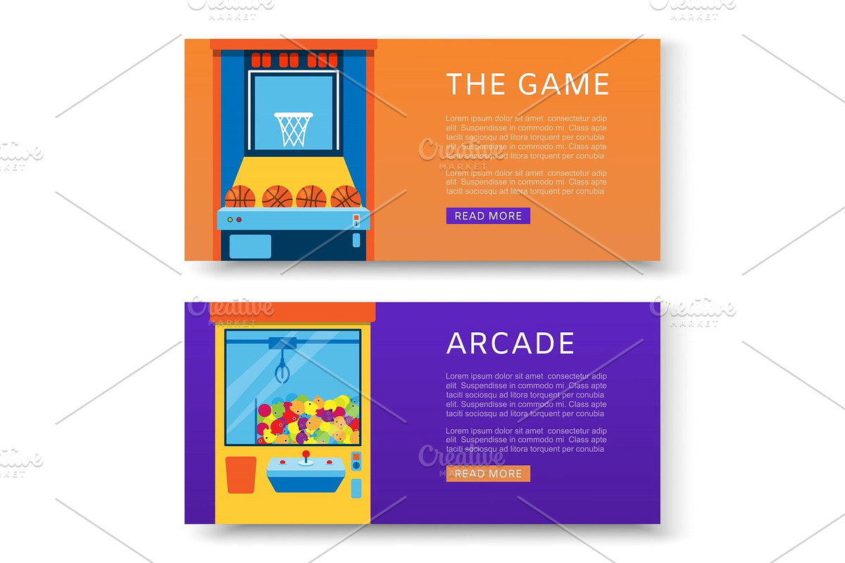 Game machines banners set vector in Illustrations - product preview 8