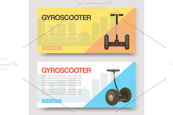 Gyroscooters for city banners set