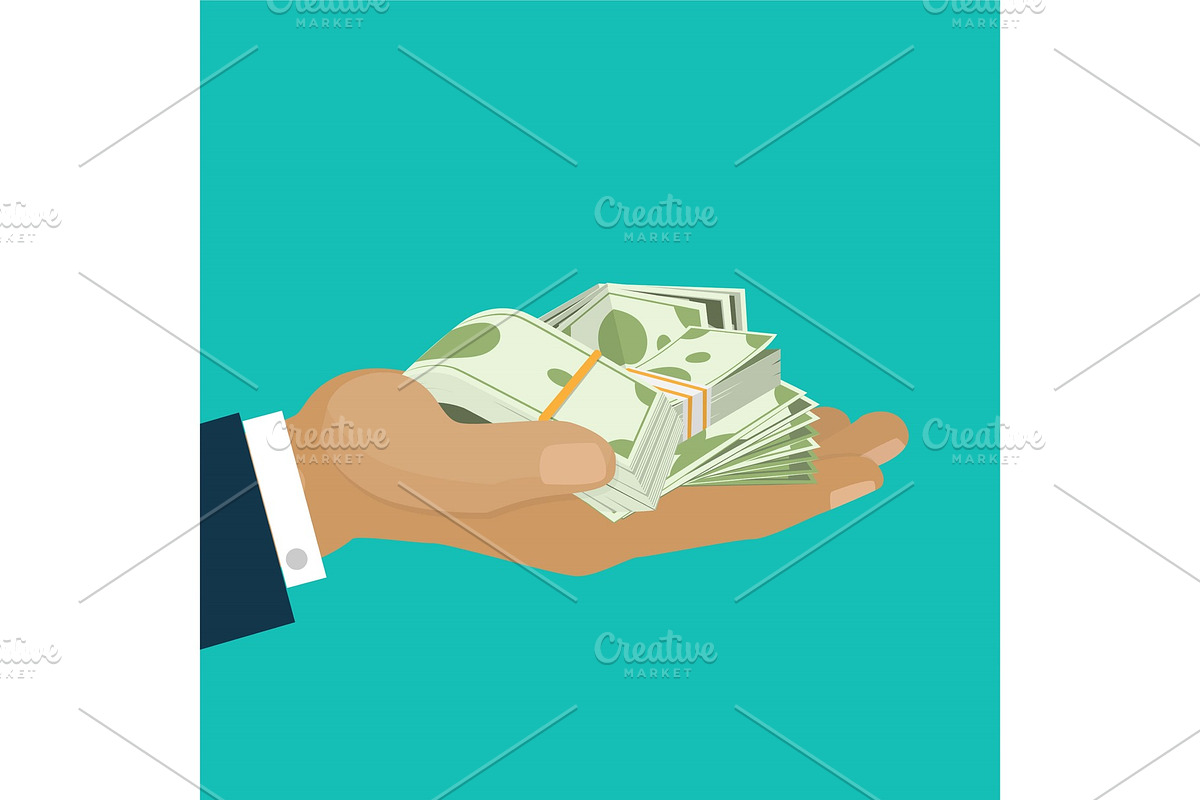 Hand holding pile of money dollar in Illustrations - product preview 8