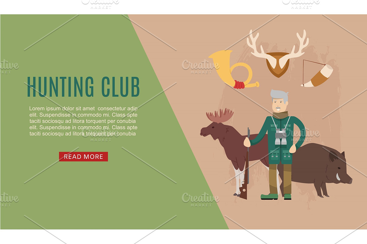 Hunt club web template banner with in Illustrations - product preview 8