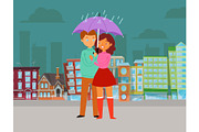 Love in rain Valentines day romantic