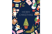 Merry Christmas greeting card with