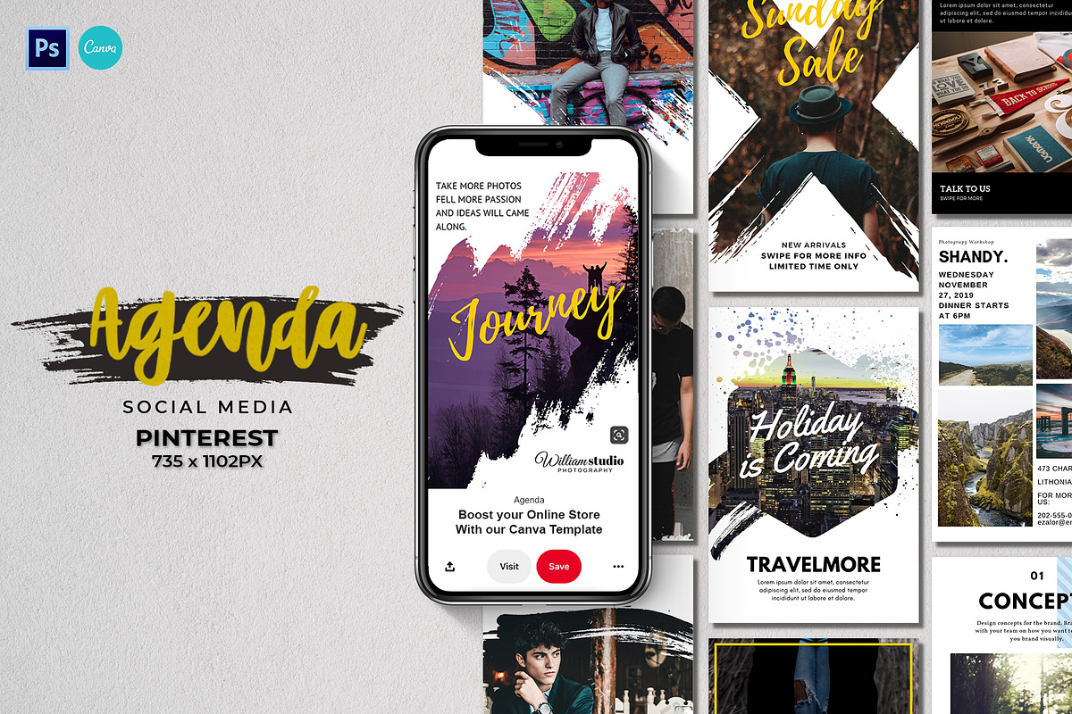Agenda Pinterest in Pinterest Templates - product preview 8