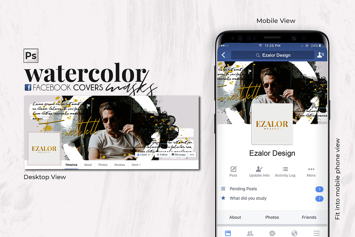 Facebook Covers Watercolor Masks in Facebook Templates - product preview 8