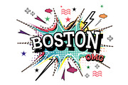Boston Comic Text in Pop Art Style