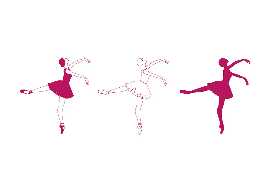 Set of ballerina silhouette vector