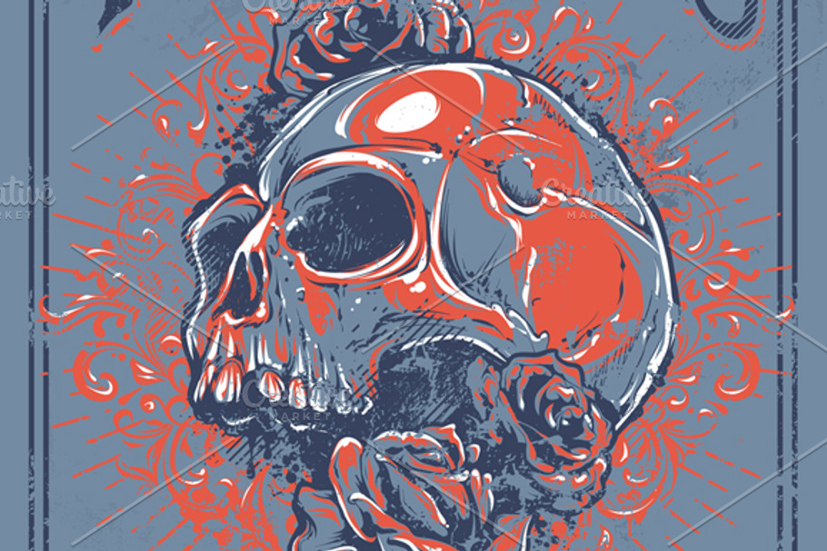 Grunge Skull Poster in Illustrations - product preview 8