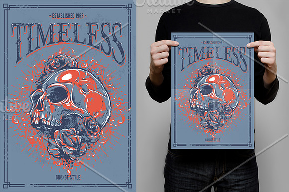 Grunge Skull Poster in Illustrations - product preview 1