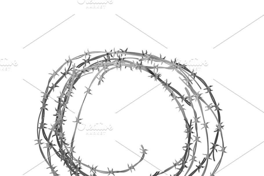 Realistic hank of metal barbed wire in Objects - product preview 8