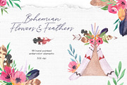 Bohemian Flowers & Feathers