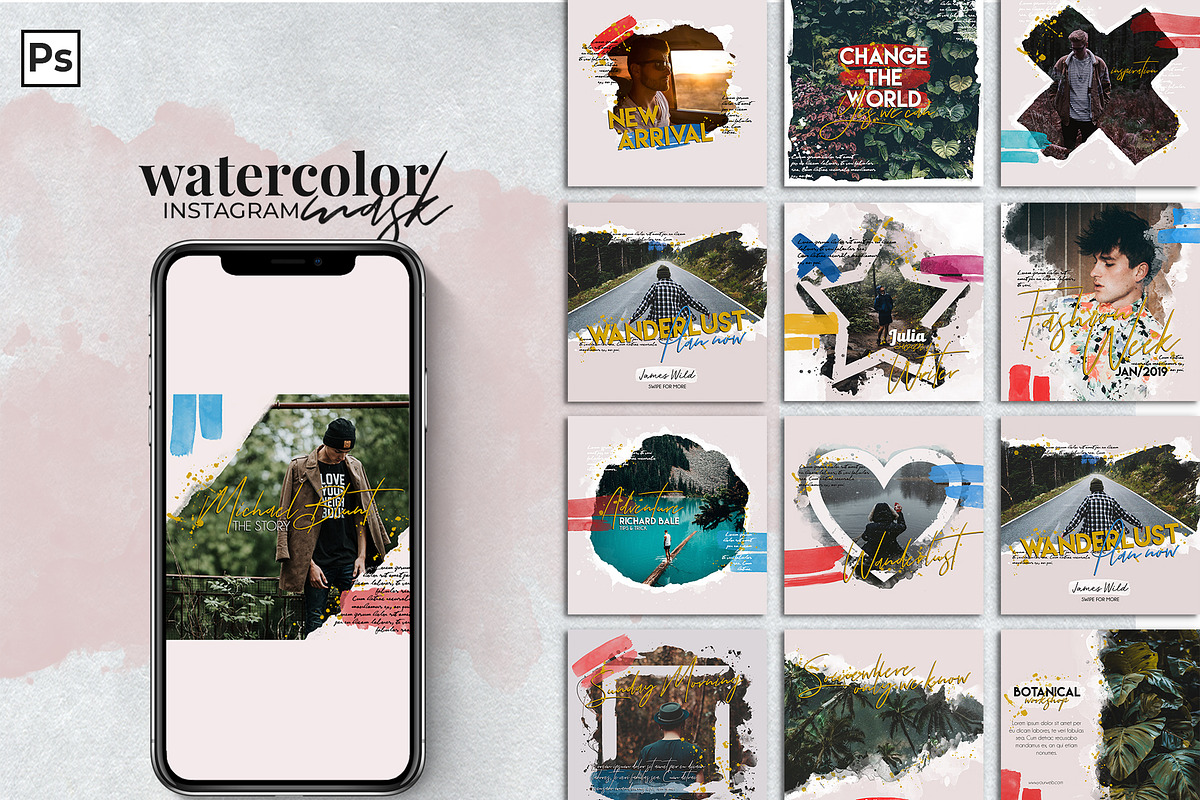 Instagram Watercolor Masks in Instagram Templates - product preview 8