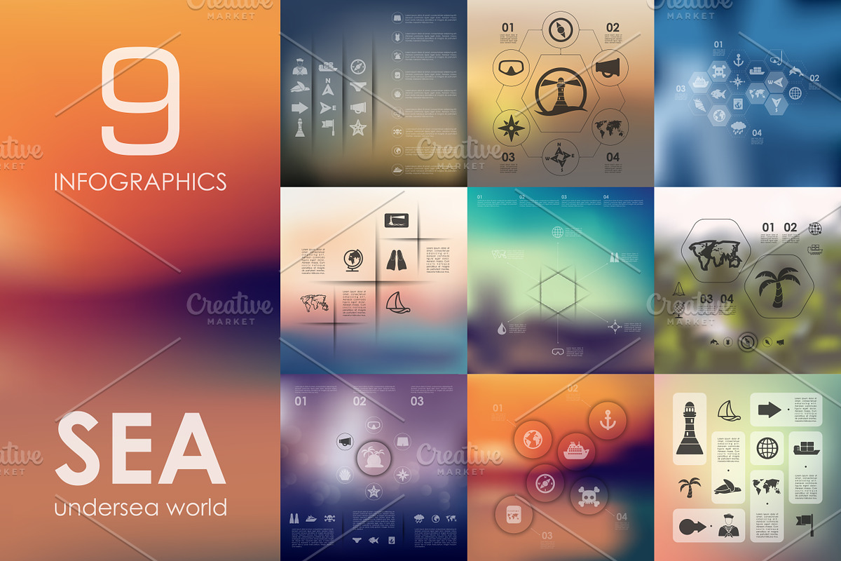 9 sea infographics in Presentation Templates - product preview 8