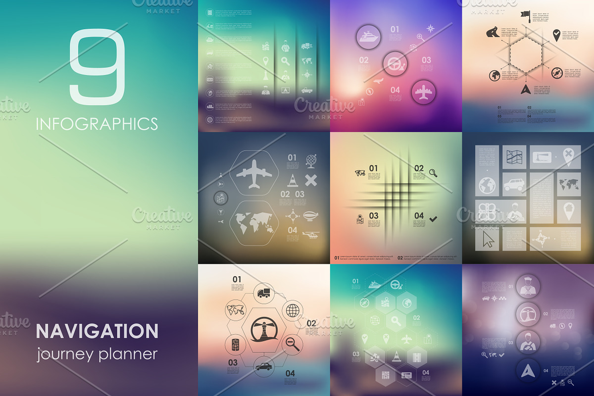 9 navigation infographics in Presentation Templates - product preview 8
